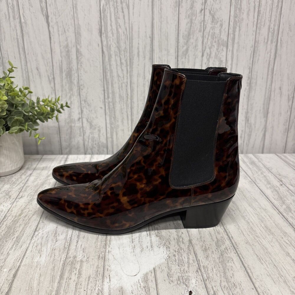 Womens Size 41 US 11 Saint Laurent West 45 Patent Leather Tortoise Shell EUC - Picture 3 of 8